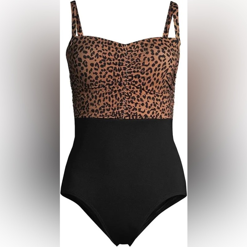 Lands' End Leopard Print and Black One Piece